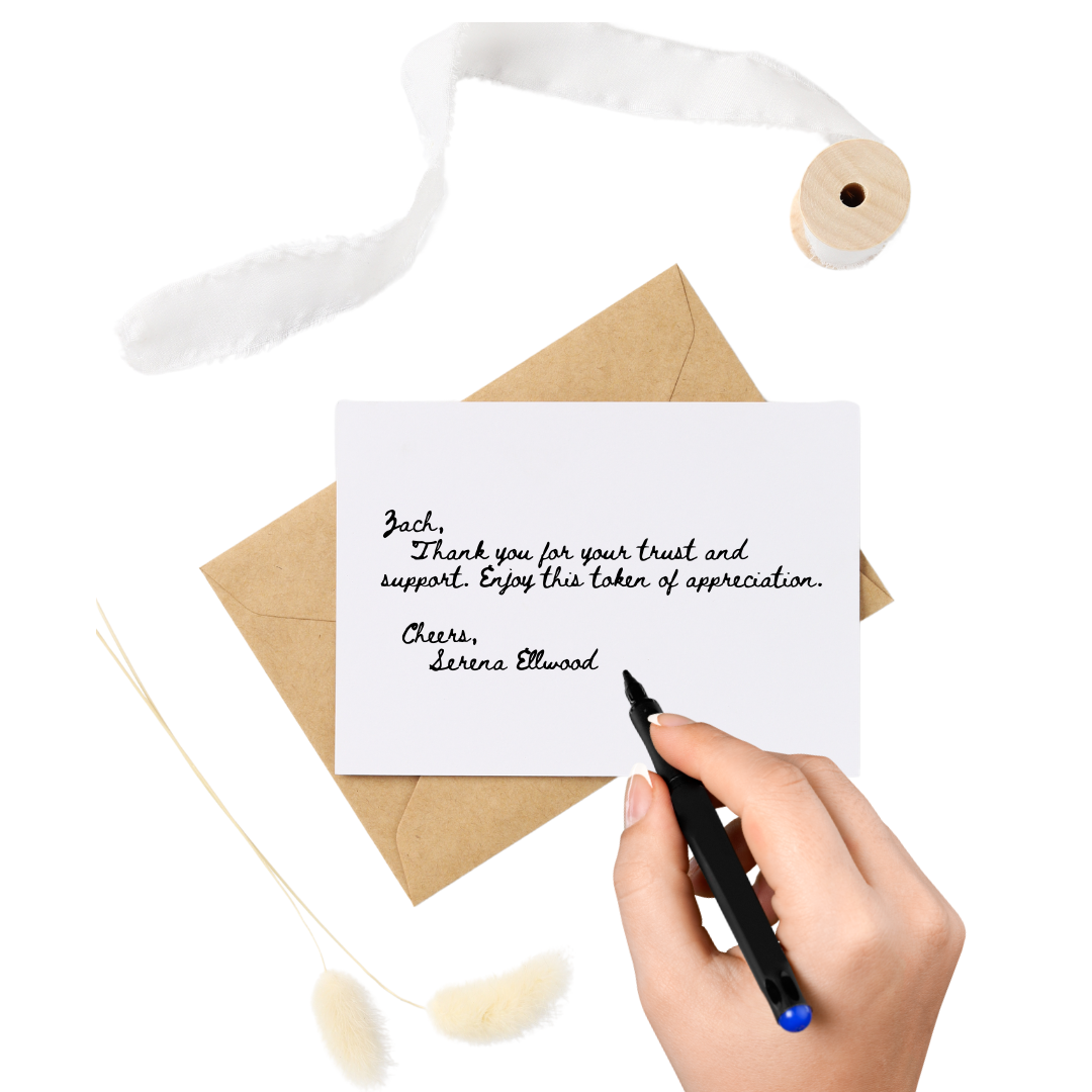 Sample Shop Card & Hand Written Message