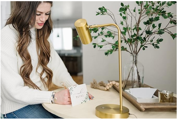 Black Thank You Card & Envelope with Gold Accent: Handwritten Note