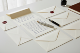 handwritten card and letter with envelopes and pen, make professional